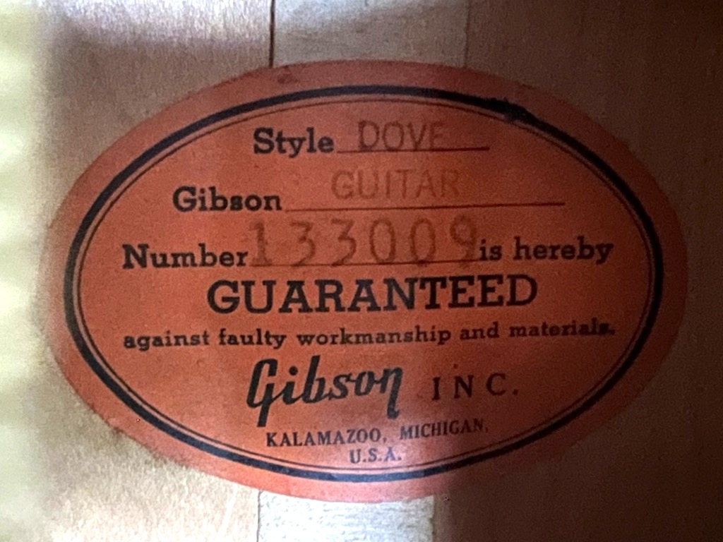 Gibson Dove N 1963 Natural/Red Stain Guitar For Sale Guitarbroker