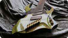 GB Liuteria-Sephiroth 8 String Fanned Resin And Burl-2023-Hi Gloss Green