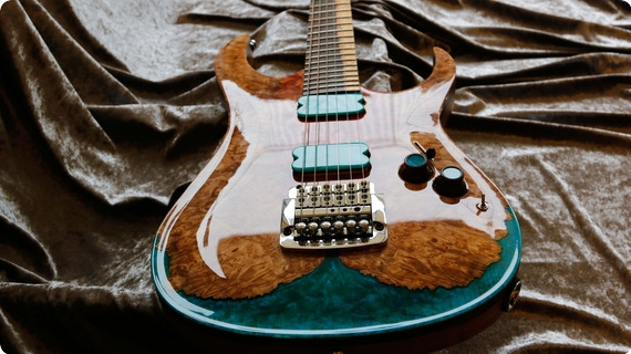 Gb Liuteria Ergal 6 String Resin Illuminated And Burl Edition 2023 Hi Gloss And Green Resin