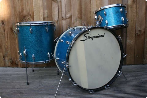 Slingerland Drum Co Gene Krupa Deluxe 1955 Original Aqua Sparkle