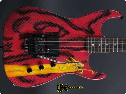 Jackson Dinky   Graphic 1988 Graphic On Red Snakeskin Brush