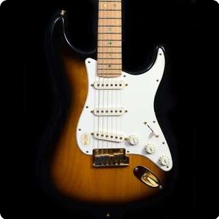 Fender Stratocaster 50th Anniversary American Deluxe 2004 2 Colour Sunburst, Gold Hardware