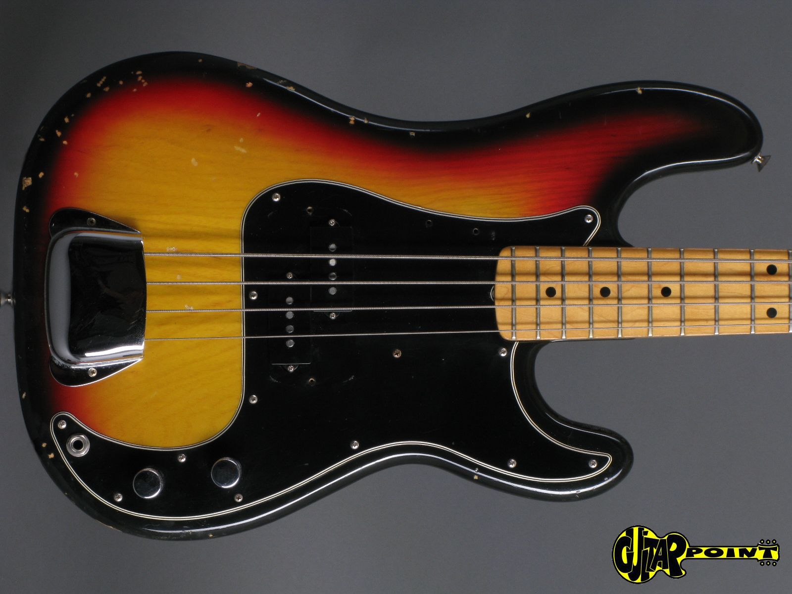 sunburst p bass black pickguard