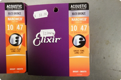 Elixir Elixir 10 47 Acoustic Guitar Strings 12 String Bronze Nanoweg ( 2 Sets )