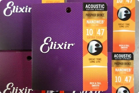 Elixir Elixir 10 47 Acoustic Guitar Strings Phosphor Bronze Nanoweb ( 5 Sets )