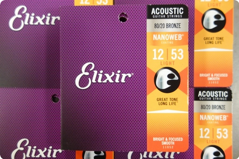 Elixir Elixir 12 53 Acoustic Guitar Strings Bronze Nanoweb (5 Sets)